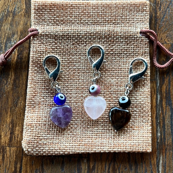 Hand Crafted Other - Crystal Pet Charms Amethyst Pet Charm Rose Quartz Pet Charm Evil Eye Pet Charms